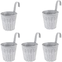 Yardwe 5 UNID Metal Hierro Maceta Flor Colgante Florero Titular Colgar Cubo de Metal con Ganchos Balcón Cerca Jardín…
